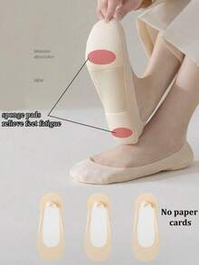 Women's Solid Color Invisible Boat Socks For Daily Wear, Suitable For High Heels - Multicolor - View 19