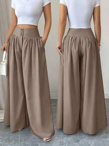 New 2026 Model: Women's Slim-Fit Wide-Leg Trousers With Pockets, Ideal For Spring/Summer. - 駱駝 - 查看 4