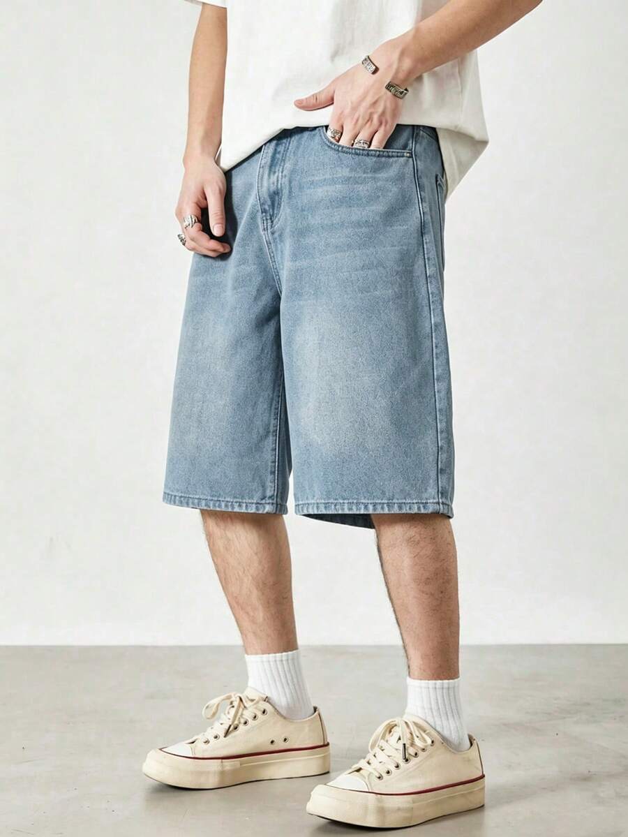 Teenager Retro Loose Denim Shorts - Light Wash - View 1