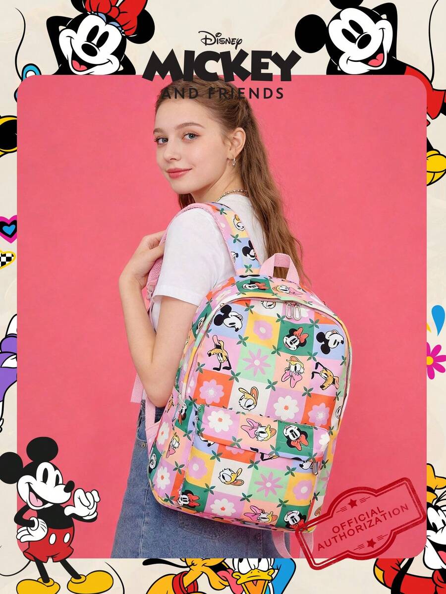 Disney 1個 正版授權 | 迪士尼米奇圖案正品後背包,大容量學生後背包附筆電隔層,休閒後背包,運動後背包,卡通後背包,適合女孩/女生/學生/青少年/畢業生日常使用、外出、旅行、購物、開學 - 彩色 - 查看 1