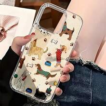 Adorable Cartoon Various Dog Breeds Phone Case With Pet Bowls, Paw Prints & Toys IPhone17/17PROMAX/17PRO/17PULS/AIR/16/15/14/13/12/11/XS Non-Slip Grip Wireless Charging Compatible Slim & Lightweight Design Summer Beach Anime Cute Y2k Pink Accsesories Fundas Cover Funny Fathers/Mothers Day Gift Easy - 無色 - 查看 5