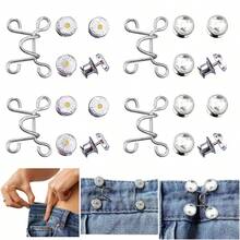 2/4/6/8Sets Nail-Free Metal Jeans Button Snaps Detachable Pants Clips Buttons Pins DIY Waist Tightener Clothing Buckles Sewing Tools - Multicolor - View 16