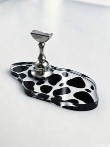1pc Ins Style Cow Print Nail Display Holder, Asymmetrical Acrylic Press-On Nail Display Stand, Nail Art Photography Accessory Tool - Multicolor - View 6
