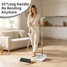 3-In-1 Set Of Broom, Dustpan And Floor Brush - Off-white - View 2
