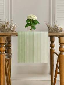 1pc Minimalist Striped Gradient Style Table Runner, Modern Living Room Dining Table Cloth Mat, Dry Cleanable, Washable, Suitable For Kitchen Dining Table Party Wedding Decoration Vintage Style, Suitable For Entryway, Family Gathering, Coffee Table, Living Room, Microwave Dust Cover - Light Green - View 2