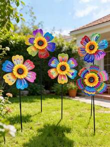 1/2pcs Outdoor Windmill Random Decor, Shiny Wind-Powered Rotating Bird Device, Suitable For Lawn, Yard, Garden, Party, Holiday And Scenic Spot Decoration, Also As Photography Prop And Amusement Park Decor, Ideal Holiday Gift - Flowers - View 4