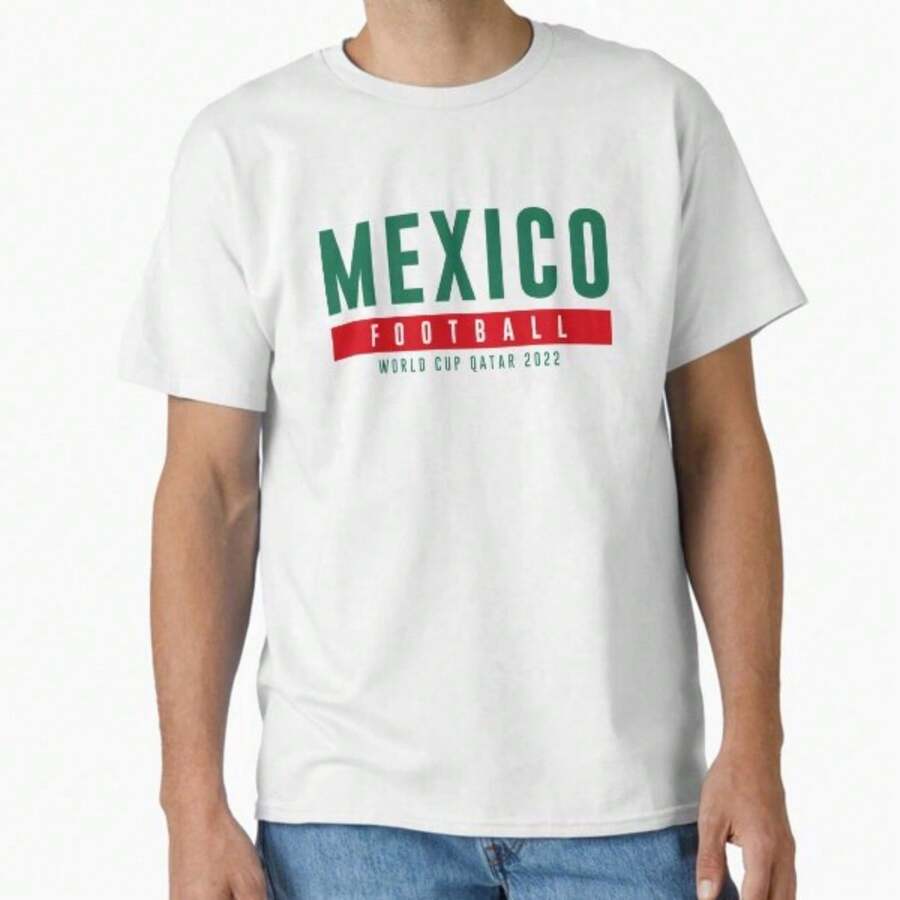 Diseño de Unidad del Fútbol Internacional – México, EE. UU., Canadá, Camiseta Clásica de Arte Futbolístico Premium de 100% algodón. - Blanco 21 - Ver 1