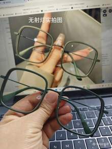 1 Piece Simple Square Frame Fashion Glasses - Full Frame PC Material, Metal Hinge, Decorative Transparent Lenses, Fashionable -Worthy Women's Glasses - 酒紅色 - 查看 8