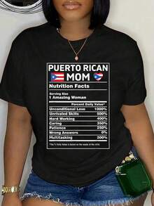 100% Cotton Mami Puerto Rican Mom Mommy Mother Puerto Rico Flag T-Shirt Women's Men's Oversized Comfort Soft Crew Neck Tee Tops - 黑色2 - 查看 1