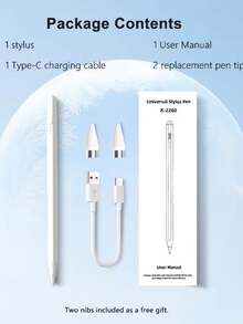 Lápiz óptico compatible con /Android/ Tableta, Lápiz Apple de carga rápida, Lápiz táctil capacitivo de alta precisión, Compatible con tableta IOS Kindle, Incluye puntas de repuesto y cable de carga - Multicolor - Ver 3