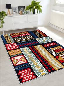 Digitally Printed Non-Slip Washable Runner And Area Rug Living Room Carpet, Modern Design | Modern, Scandinavian, Bohemian And Classic Styles | 100% Polyester - Blue - View 6