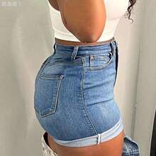 jianchaimaoyi02 Pantalones cortos vaqueros de cintura alta de moda y sexy, casuales y versátiles para todas las ocasiones, un éxito de en el mercado de Europa y EE. UU. para el verano - Blanco - Ver 4
