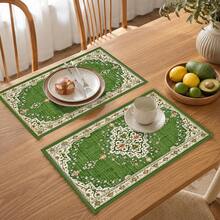 1pc Persian Style Placemat, Breakfast Mat, Coffee Mat, Coaster Set, Bowl & Plate Mat, Home Decor, Kitchen Accessory, Easy To Clean Placemat, Suitable For Home, Kitchen, Dining Room Table Decor, Holiday Gift, Multi-Piece Combination Set, Linen Placemat - Multicolor - View 7