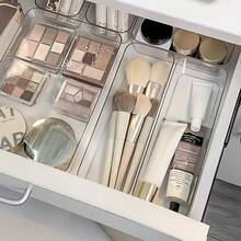 10/7/6/5/1 pieza Caja Organizadora de Cajones, Caja de Almacenamiento de Accesorios para el Cabello, Caja de Almacenamiento de Joyas y Cosméticos, Material de Plástico PET Transparente, Caja Multifuncional de Clasificación de Artículos Varios, Caja de Almacenamiento de Herramientas, Caja de Almacenamiento para Peines, Espejos - transparente - Ver 3