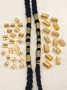 50個金色髒辮珠子，個性化嘻哈街頭派對髮編髮飾，小髮夾，萬聖節髮飾，髮爪 - 金色 - 查看 6