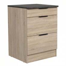 Miroytengo Conjunto de muebles cocina Arko Roble Áspero y Negro con módulos: 3 cajones, horno 60 cm, 2 puertas, 2 módulos aéreos 80 y 60 cm ancho con estantes internos. Almacenamiento Cocina 60x86x60 cm. - Negro - Madera claro - Ver 3