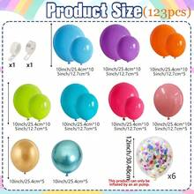 123pcs Colorful Neon Balloon Garland Arch & Confetti Balloon Set, Including Bright Pink, Blue, Purple, Orange, Green, Gold Rainbow Colors, Suitable For Birthday, Wedding, Pool Party Decorations, Unisex Party Supplies - View 2