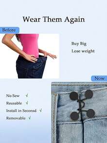 2/4/6/8Sets Nail-Free Metal Jeans Button Snaps Detachable Pants Clips Buttons Pins DIY Waist Tightener Clothing Buckles Sewing Tools - Multicolor - View 9