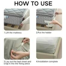 Lock Sheet Holders Set Of 4, Heavy Duty Bed Sheet Holders With Fitted Sheet Straps, Keep Sheets Firm & Tight, Corner Fitted For All Mattress Sizes Bedsheet Clip Durable Bedding Accessories (Black) - Light Grey - View 5