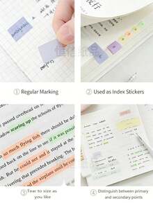 1/5/10pcs Fluorescent Highlighting Tape Colorful Book Annotation Stickers Reading Marker Pens, Calendar Labels Ultra-Thin Soft Color Index Tabs, Transparent Adhesive Sticky Notes Office Study Supplies Organization Planner Diary DIY Scrapbook Stationery Aesthetic Back To School Essentials - Multicolor - View 11