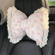 1PCS Lovely Design Car Headrest Pillow. Soft, Supportive, And Eye-Catching, Ideal For Making Your Drive More Comfortable. - 藍色花朵頭枕 - 查看 5