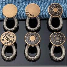 1pc/6pcs/12pcs [Random Style & Color] Denim Jeans Waist Extender Button, No Sewing Required, Spring-Loaded Elastic Waistband Expander Buckle - A - View 8