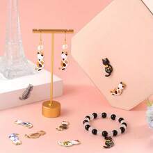 30pcs Light Gold Cat Pendants, Mixed Colors, 30x15x2mm, Hole: 2mm, 30 Pieces/Box, Statue Decorations, Christmas, Thanksgiving, New Year Gifts, Jewelry Making | Whimsical Statue - 30 - View 6