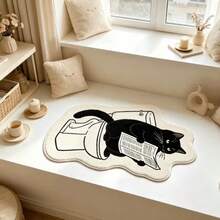 1pc Cat Sitting On Toilet Reading Book Bath Mat, Bathroom Rug, Door Mat, Small Rug, Carpet, Floor Mat, Home Decor, Area Rug, Outdoor Mat, Bedroom Carpet, Washable Rug - Multicolor 3 - View 7