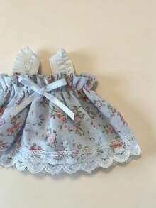 Cute Floral Lace Camisole Dress With Bow, DIY Doll Clothing Accessory, Suitable For Cry Baby Dolls - Baby Blue - View 5