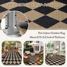 Gdieo Checkered Easy Jute Area Rug, Machine Washable Non-Slip Large Living Room Patio Rug Checkerboard Indoor Outdoor Carpet, Vintage Area Rugs For Picnic, Backyard, Deck, Balcony, Porch, Patio & Garden Decor, Camping Rugs Black Carpet, Black Brown - A - View 11