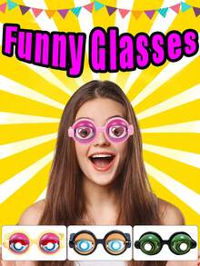 1pc Adjustable Elastic Band Cute Glowing Glasses, ABS Material Fun Glasses, Suitable For Adults And Teens, Perfect Choice For Halloween, Birthday, Holiday Costume Party And Other Occasions - Multicolor - View 2