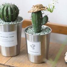 3‑Piece Rust‑Proof Metal Flower Pots, Industrial Minimalist Artistic Style, Silver Metallic Finish, Suitable For Cacti And Succulents, Indoor Desktop Ornaments, Home And Outdoor Garden Decorations - Instagram-worthy Bonsai Flower Pots - View 9