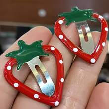 4pcs/Set Strawberry Hair Clips For Women, Cute Fruit Polka Dot BB Clips, Sweet Girl Hair Accessories, Y2K Cartoon Side Clips, Bangs Clips, Side Clips, Versatile Hair Pins For Daily Commute And Photos,Hair Slide - Multicolor - View 6