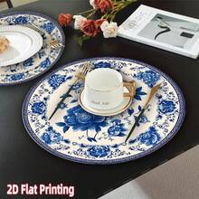 Multi-Size Available, Chinese Blue And White Peony Round Placemats In 2 Patterns. Wrinkle-Resistant, Machine Washable. Vintage Oriental Style Fit Daily Dinners, Tea Parties And Premium Gifts. - Multicolor - View 6