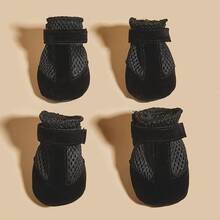 Zapatos de malla transpirable para perros, botas ajustables antideslizantes para mascotas, adecuados para perros pequeños, uso de verano - Negro - Ver 1
