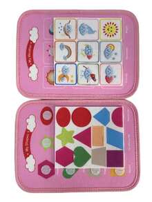 Portable Felt Quiet Book, Multi-Page Interactive Activity Board With Color, Shape And Number Matching, Skill Development Learning Toy For Travel And Home Play - Pink - View 4