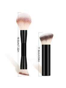 ronshadow Set 2 Kuas Makeup Multifungsi Dua Ujung, Kuas Bedak Ujung Bulat & Kuas Perona Pipi + Kuas Alas Bedak Ujung Datar, Kuas Makeup 2-in-1 untuk Alas & Pengatur Riasan - MultiWarna - View 10