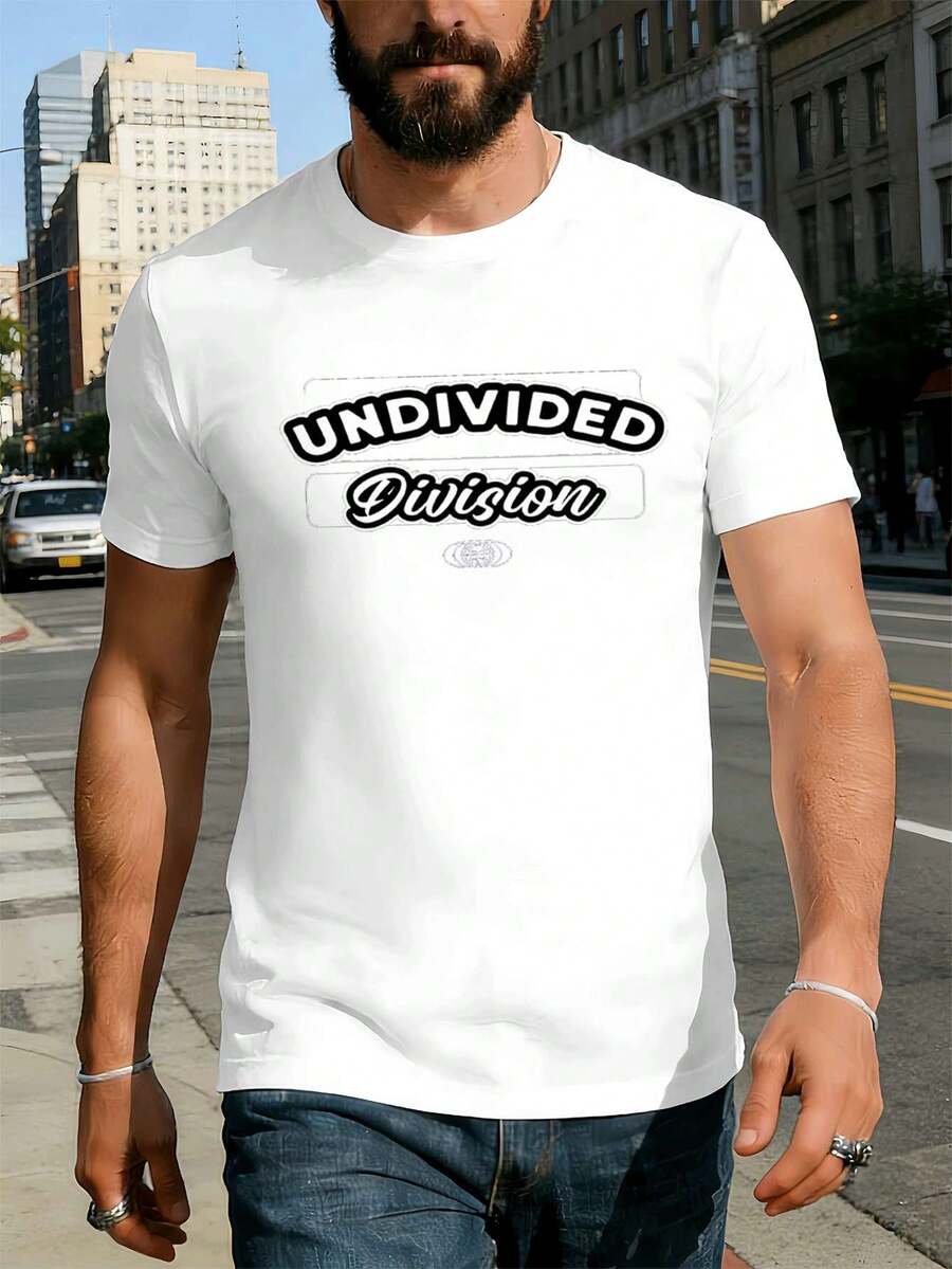 Men's T-Shirt With Graphic Print, Made Of Cotton, Autumn, 100% Cotton, Crew Neck, Comfortable Fit, Casual - White - View 1