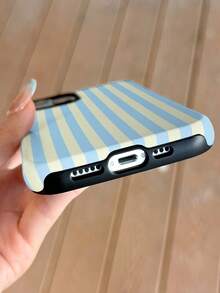 1pc Minimalist Artistic Colorful Striped Pattern Glossy 2-In-1 Film Shell Full Coverage Hard Phone Case Compatible With Samsung/ 11/12/13/14/15/16/17 Pro Max - Multicolor - View 4