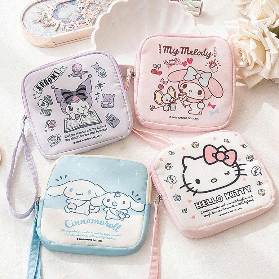 1個 Sanrio 官方 Hello Kitty 可愛衛生棉收納袋,經期用品收納包,學生便攜式口紅零錢包,迷你款,返校季 - 彩色 - 查看 1