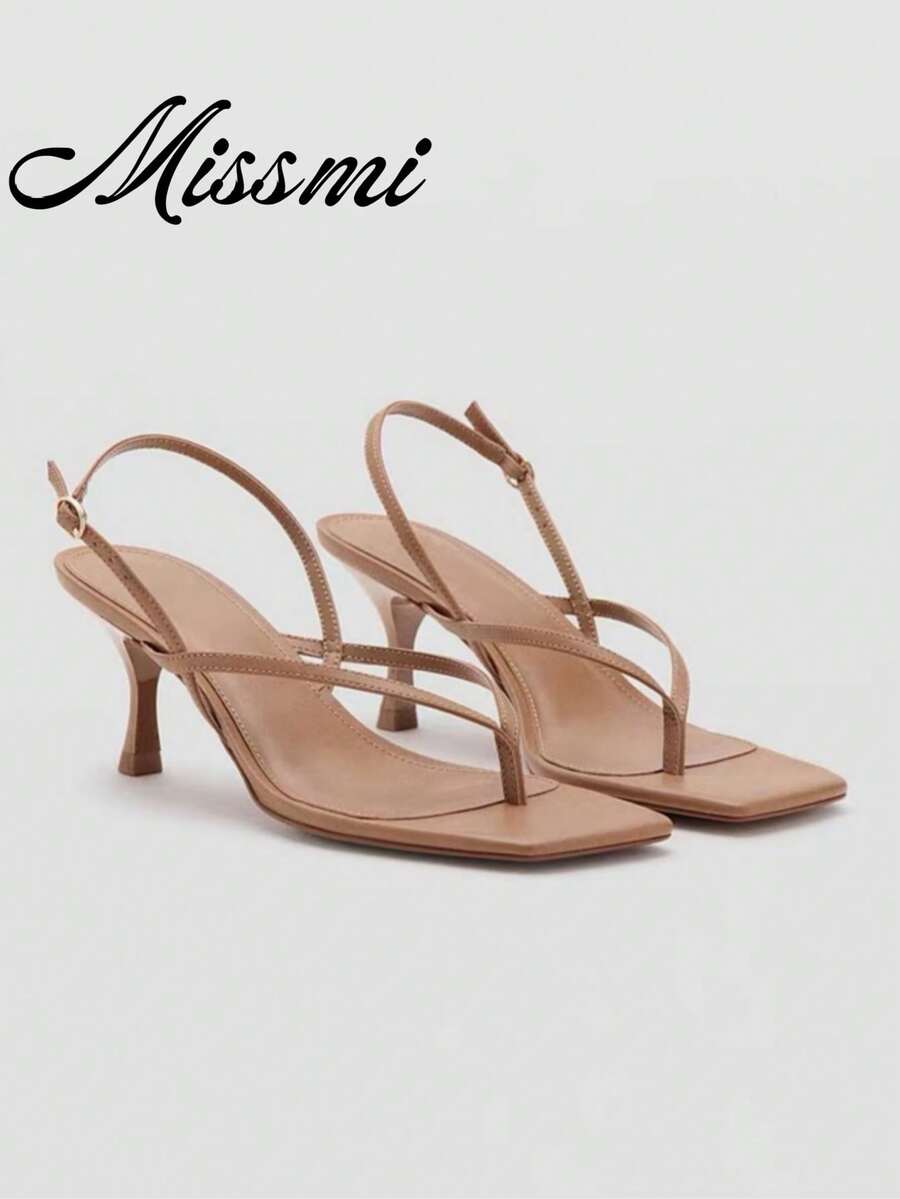 Sandalias de tacón alto de aguja con punta redonda y espalda abierta de material de malla para mujer, Primavera/Verano 2026