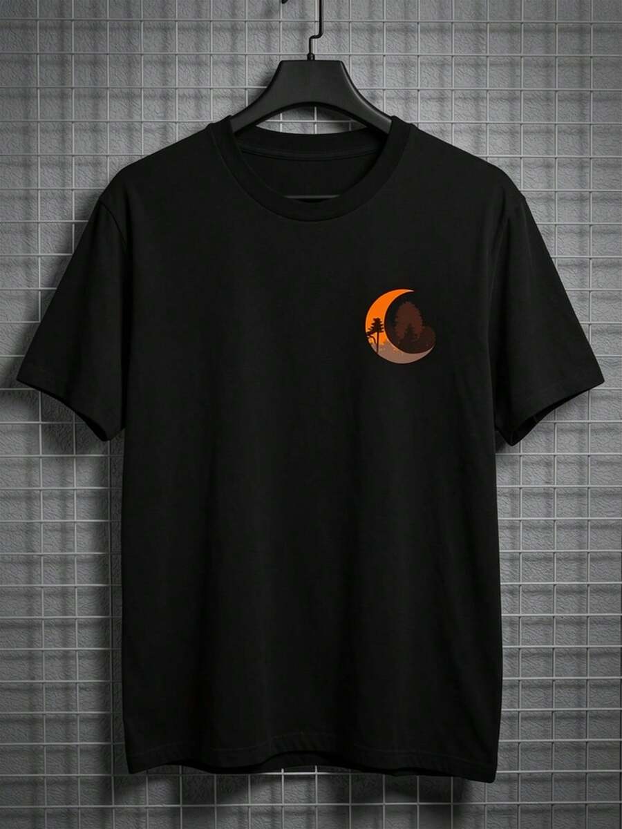 Camiseta de manga corta holgada y estampada de moda para hombre GRDR | Diseño Exquisito | Esencial de Verano | Fácil de Combinar, Resaltando tu Estilo - Negro - Ver 1