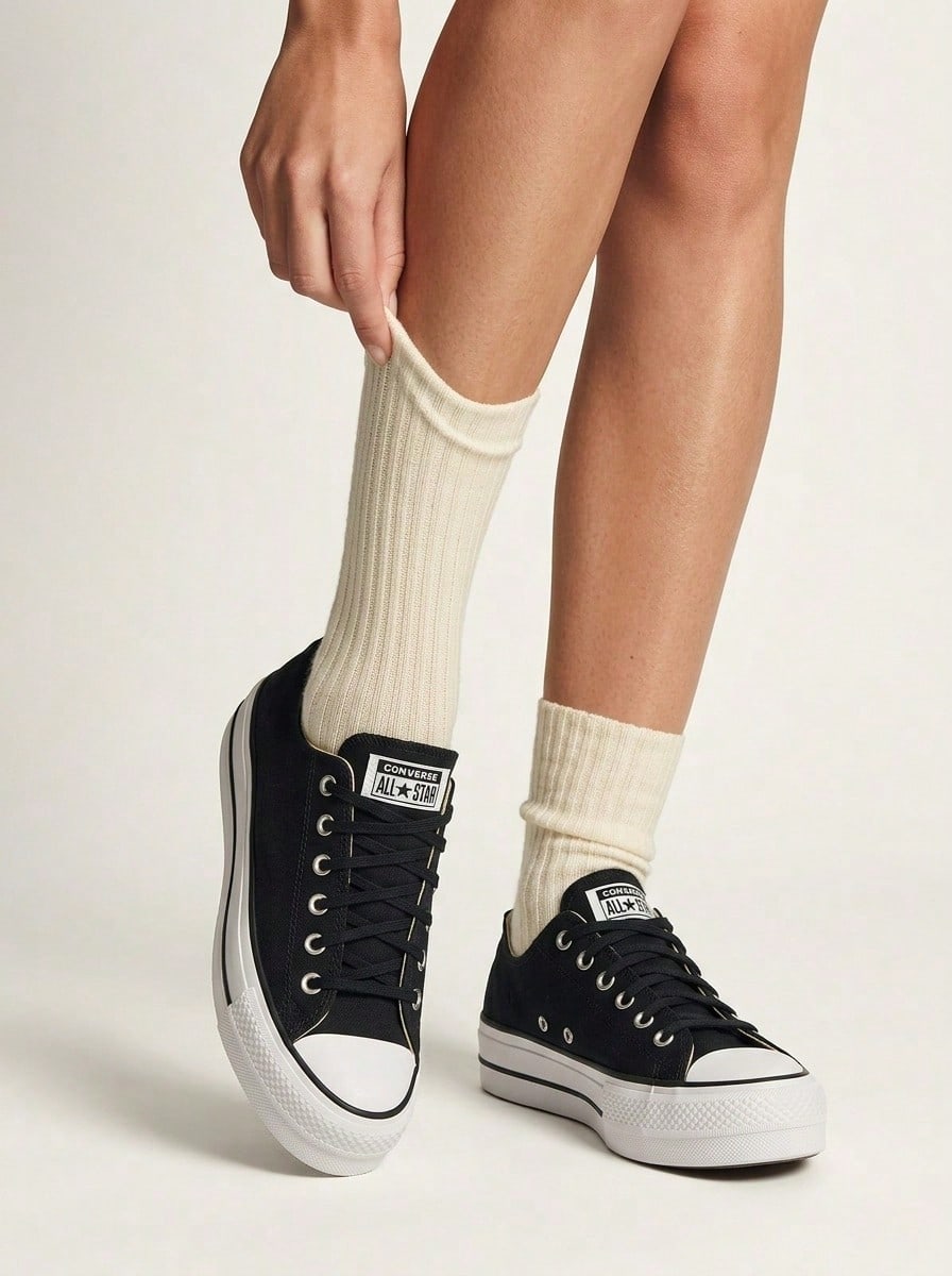 Converse Chuck Taylor All Star Lift Ox Women's Shoes Black 560250C - Đen/Trắng - Xem 1