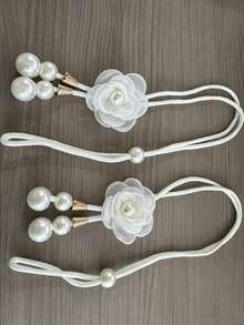 2pcs Bohemian Style 3D Floral Curtain Tiebacks, Pearl Decorated Adjustable Curtain Clips, Luxury Curtain Buckle Rings For Living Room And Bedroom - Multicolor - View 13