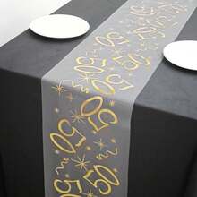 1 Roll Birthday Style Gold Number 50 Table Runner, Durable And Wear-Resistant, Warm And Elegant, Suitable For Birthday Parties, Celebrations, Holiday Commemorations, Gatherings, Anniversary Celebrations, Toasting, Protecting And Decorating Table Tops - View 4