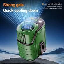 W&O Protable Cooling Neck Fan | Waist Fan | Desk Fan - 18000RPM Powerful Brushless Motor, Four Speed Adjustment, Large Capacity Ultra Long Rechargeable Battery, LED Light Power Display, LED Flashlight - Camping Gear And Equipment, Heat Relief - 綠色 - 查看 9