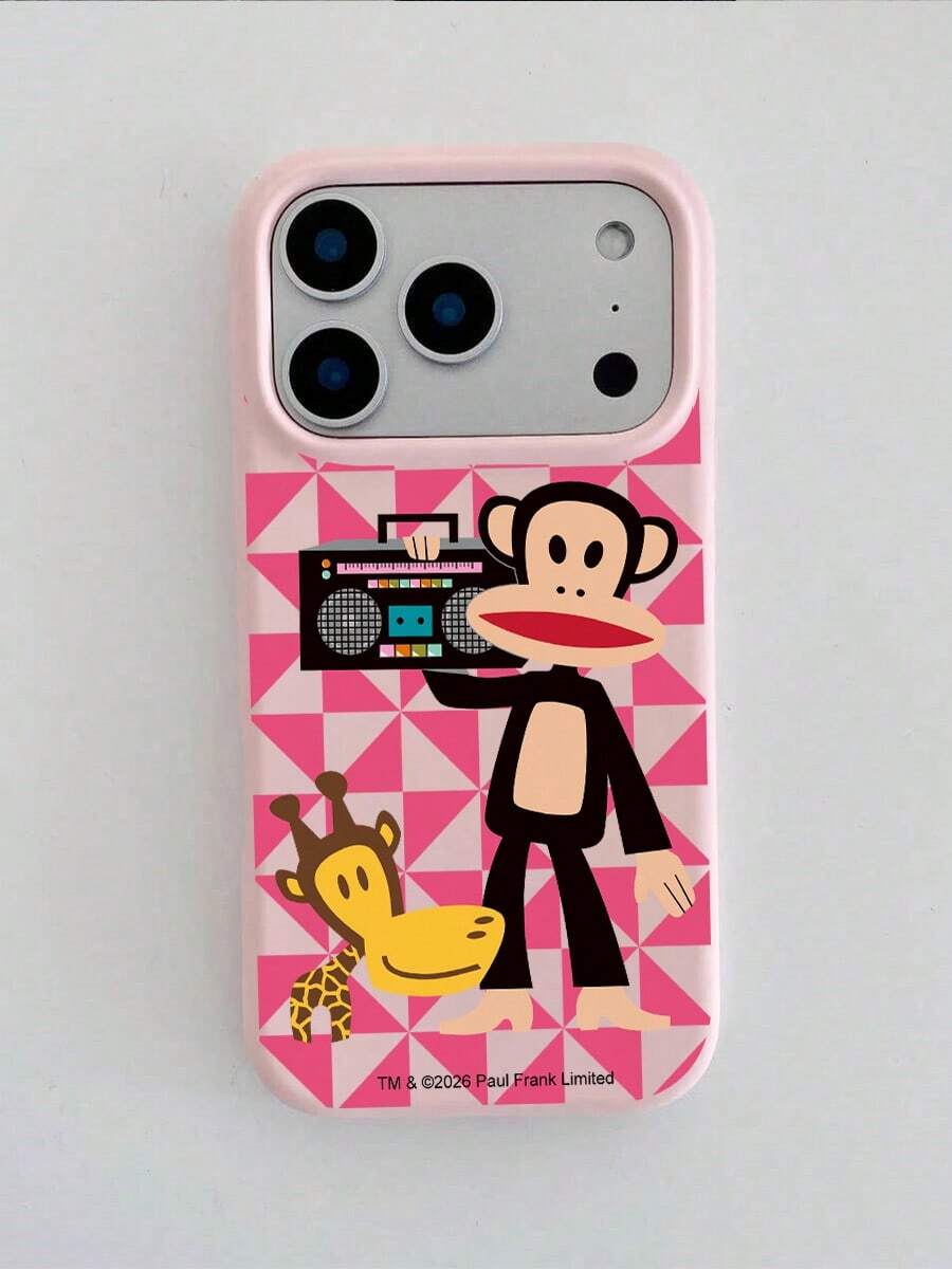官方授權 Paul Frank 液態矽膠手機殼,全方位防摔相機保護,卡通猴子、長頸鹿、音樂播放器與三角形拼接圖案,新款適用 11/12/13/14/15/16/17/18 Pro Max 系列手機保護殼,節日禮物,日常通勤,日常防摔高吸引力款式 - 彩色 - 查看 1