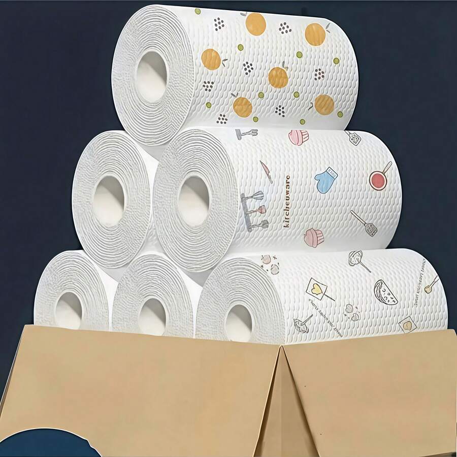 1 Roll (200 Sheets)/100/50 Sheets Ultra Soft Microfiber Non-Woven Multi-Purpose Kitchen Paper Towel Roll - Washable, Reusable, Kitchen Towels, Suitable For Kitchen, Bathroom, Outdoor - Perfect For Party Cleaning And As A Gift, Bathroom Essential