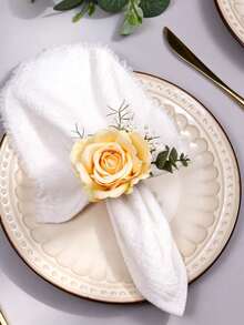 4Pcs Artificial Rose Napkin Rings For Wedding, Party, Prom, Dinner Tableware Accessories - Multicolor - View 11