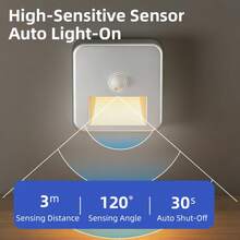 1個智慧感應 4 LED 底座燈/天花板燈/壁燈，無線自動開關，適用於戶外庭院、走廊、樓梯、客廳、臥室，不含電池，居家車庫的理想選擇 - 白色 - 查看 7